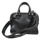 ショッピングLOEWE 美品 LOEWE ロエベ AMAZONA アマソナ75 ミディアム 2WAY ショルダーバッグ ハンドバッグ アナグラム レザー カバン 黒 ブラック レディース 古着 中古