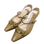 ショッピングgucci 美品 GUCCI グッチ インターロッキングG レザー スリングバックパンプス サイズ36 23cm相当 ブラウン レディース 古着 中古