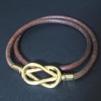  прекрасный товар HERMES Hermes jumbo короткое колье 2 полосный браслет Brown × Gold металлические принадлежности женский б/у одежда б/у 