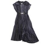 ショッピングマルニ 未使用 MARNI マルニ ムラ染め ノースリーブ ワンピース ドレス アシンメトリーヘム スリーブレス ベルト付 膝丈 38 ブラック系  レディース 古着 中古