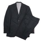  хорошая вещь FINTES KOICHI NAKANISHI ласты tesSUPER 100's полоса tailored jacket брюки выставить костюм 78 черный мужской б/у одежда б/у 