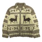 美品 Flyer Hooks フライヤーフック カウチン ニット ジャケット ブルゾン セーター ウール カナダ製 オールド ヴィンテージ ベージュ メンズ 古着 中古