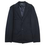美品 EMPORIO ARMANI エンポリオアルマーニ テーラード ジャケット ブレザー シングル 背抜き 2釦 ストレッチ サイズM 紺 メンズ 古着 中古