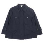 美品 2008年製 miumiu ミュウミュウ ステンカラー ナイロン シャツジャケット Aラインシルエット ブルゾン 40 紺 ネイビー レディース 古着 中古