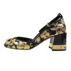 ショッピングGABBANA 未使用 DOLCE&GABBANA ドルチェアンドガッバーナ パンプス ラウンドトゥ ヒール 総柄 DGロゴ金具 靴 シューズ 黒ゴールド 35 レディース 古着 中古