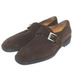美品 Salvatore Ferragamo サルヴァトーレフェラガモ スエード シングルモンクストラップ ビジネスシューズ サイズ9EE 27cm ブラウン メンズ 古着 中古