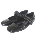  прекрасный товар VALENTINO GARAVANI Valentino galava-niV Logo запирающийся шкафчик me Lee je-n плоская обувь туфли-лодочки 36.5 23.5cm чёрный женский б/у одежда б/у 
