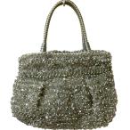 ショッピングスパンコール 良品 ANTEPRIMA アンテプリマ ワイヤーバッグ パール スパンコール シルバーグレー  レディース 古着 中古