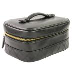  прекрасный товар CHANEL Chanel овчина matelasse косметичка ручная сумочка черный женский б/у одежда б/у 