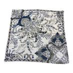  прекрасный товар manipurimanipli шелк botanikaru рисунок шарф 88×87 белый серый голубой женский б/у одежда б/у 