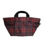 美品 Herve Chapelier エルベシャプリエ 舟型 チェック ハンドバッグ レッド ブラック レディース 古着 中古