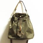 良品 Felisi フェリージ 巾着タイプ ナイロン 2WAY ショルダーバッグ 21-17 カーキ レディース 古着 中古