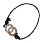  хорошая вещь BVLGARI BVLGARY 925 двойной Logo двойной Circle код браслет серебряный черный женский б/у одежда б/у 