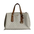 新品同様 Michael Kors マイケルコース EMMA サッチェル MKシグネチャー トートバッグ ショルダーバック グレー ホワイト レディース 古着 中古