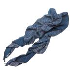  прекрасный товар sisendou поэзия ..SHISENDO BY HITOSHI TAMURA крепдешин muffler шарф мелкие вещи палантин общий рисунок синий голубой женский б/у одежда б/у 