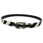  хорошая вещь DOLCE&amp;GABBANA D&G Dolce &amp; Gabbana общий рисунок парусина кожаный ремень 105cm 42 дюймовый черный слоновая кость мужской б/у одежда б/у 