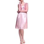 シルク100%ネグリジェ 19匁 花柄レース ベージュピンク