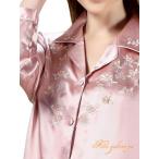 【 Ｍ / L 】【 訳あり 】シルクパジャマ レディース 長袖 シルク100% 花柄 刺繍 なでしこピンク
