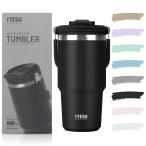 TYESO высокий стакан соломинка имеется 600ml фляжка термос теплоизоляция большая вместимость нержавеющая сталь бутылка крышка имеется ... нет вода бутылка перевозка ручка есть 