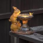 YXYOL LEDライト、ソーラーうさぎ鳥の飾り屋外アニマル置物樹脂の庭の装飾屋外ガーデンガーデンライトガーデンダブルウサギの像