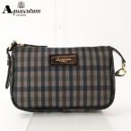 アクアスキュータム Aquascutum ミニハンドバッグ ポーチバッグ 鞄 レディース 本革レザーコンビロゴ刻印プレートガンクラブチェックエ..