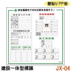 建設一体型標識 JX-04 壁貼りタイプ PP製 建設業の許可票 / 労災保険関係成立票 / 作業主任者一覧表 / 有資格者一覧表 / 緊急時連絡表 / 施工体系図