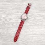 LOCMAN イタリア レザーベルト クロコ型押し革 アナログ表示 腕時計 レッド ロックマン 3-0809G 219627