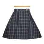 homspun ブラックウォッチ チェック ピン付き 161-4415 コットンシルク スカート グリーン ネイビー ホームスパン 5-0402M 254073