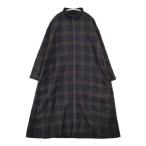ショッピングワンピ R&D.M.Co- ウール シャツワンピ チェック ワンピース 濃紺 ネイビー ダークブラウン オールドマンズテーラー 5-1113T 261177
