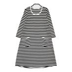 marimekko ボーダーTシャツワンピ サイズXS ワンピース ブラック ホワイト マリメッコ 5-0805M 263575