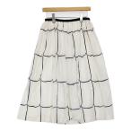 mina perhonen ws5068 ribbon frame サイズ36 コットンシルク ギャザー スカート ホワイト ネイビー ミナペルホネン 5-0628M 265986