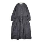 ショッピングダンガリー nest Robe 01233-1427 コットンリネンダンガリーギャザー ワンピース 23AW ネイビー ネストローブ 5-1214M 266929