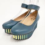 ISSEY MIYAKE/UNITED NUDE WAVE ベルテッドシューズ 38 パンプス ブルーグリーン イッセイミヤケ/ユナイテッドヌード 5-0731G 267674