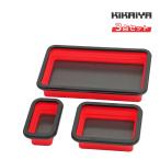 マグネットトレー セット トレイ ブラック×レッド 3PCS シリコン 樹脂 小物 部品 収納 整理 KIKAIYA