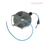 エアーホースリール 14.5メートル 自動巻き取り式 ブラケット付 天吊り／壁掛け対応 φ6.5×10mm KIKAIYA