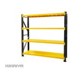 スチールラック 業務用 ボルトレス 4段 イエロー×ブラック 収納棚 中量棚 メタルラック ワイド幅 350kg KIKAIYA