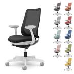 『ポイント10倍』『代引不可』 オカムラ ポータム スタンダード ホワイトフレーム 背メッシュ 固定肘 ナイロンキャスター プレーン CF21XW