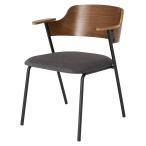 『代引不可』ダイニングチェア 肘付 ブラウン/ダークグレー クッション付 木目 天然木 アイアン LC-4835BR-DGY 萩原