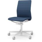 『代引不可』『受注生産品』コクヨ ファブレ ローバック ストライプ ホワイト脚 ホワイトフレーム 肘無 ネイビー C01-W102CU-WT7T71『返品不可』