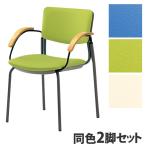 『代引不可』サンケイ ミーティングチェア 会議椅子 4本脚 粉体塗装 肘付 ビニールレザー張り 同色2脚セット CM351-MX『送料無料（一部地域除く）』