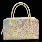 バッグ 利休型 唐織 西陣 日本製 正絹 帯地 薄紫 金地 華文 ムクドリ フォーマル 結婚式 入学式 卒業式 入園式 卒園式 お茶席 ハンドバック 和 和装 着物 k2223