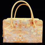 バッグ 利休型 唐織 西陣 日本製 正絹 帯地 白 金地 桜 流水 松 上品 フォーマル 結婚式 入学式 卒業式 入園式 卒園式 お茶席 ハンドバック 和 和装 着物 k2226