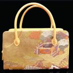 バッグ 利休型 唐織 西陣 日本製 正絹 帯地 渋 金地 紫陽花 松 上品 フォーマル 結婚式 入学式 卒業式 入園式 卒園式 お茶席 ハンドバック 和 和装 着物 k2227