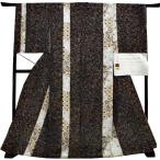 第63回全国小紋友禅染競技会 中小企業庁長官賞受賞柄 小紋 京友禅 タッサーゴールドシルク 濃紺 更紗 魚 鳥 正絹 仮絵羽 和装 着物 zn683