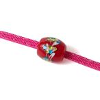 飾り紐とんぼ玉赤ピンクマーブル帯飾...