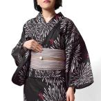 浴衣 綿麻 花火 金魚 黒 夜空 レディース ナチュラル モダン 女性用 仕立上がり 20代 30代 40代 50代 女性用 単品