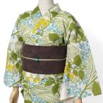 浴衣 芸艸堂 綿絽 アジサイ オフ白 黄緑 花 植物 UNSODO ブランド 古典柄 モダン ナチュラル レトロ レディース 女性用 上品 仕立上がり 単品 夏着物