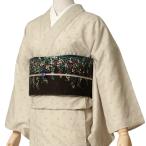 着物 単衣 刺繍 ゴールド ベージュラメ糸 両面刺繍 シック モダン 仕立て上がり 単品 カジュアル レディース ポリエステル 春 秋