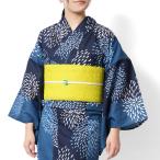 浴衣 花火 綿紅梅 紺 青 レトロ レディース 仕立上がり 単品 兵児帯 浴衣セット