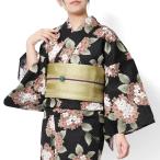 浴衣 紫陽花 黒 ブラウン 白 レトロ モダン レディース 仕立上がり 単品 兵児帯 浴衣セット